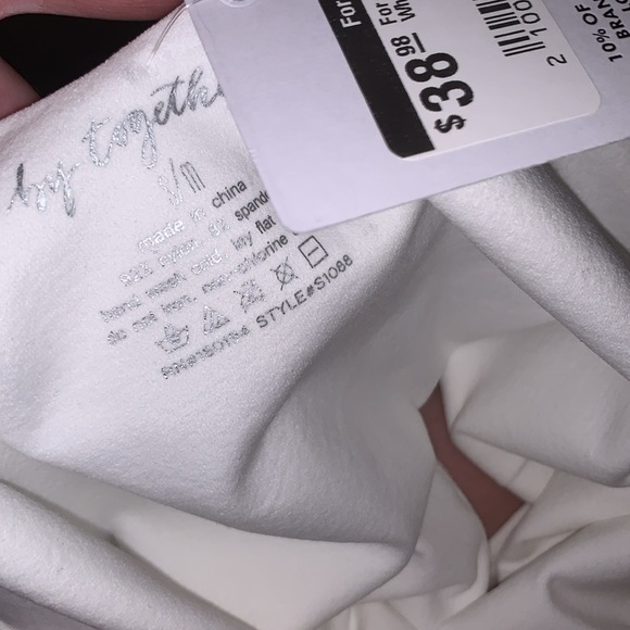 NWT White Deep V Tank Bodysuit - Picture 3 of 3